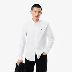 LACOSTE - Camisa Hombre Algodón Blanco