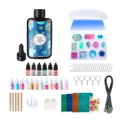 ZELVION - Kit Resina Uv 104 Pcs Joyas Bisuteria + Lampara + Accesorios