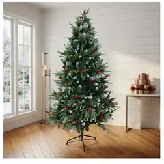 GENERICO - Arbol De Navidad Nevado Con Frutos Rojos A Elegir Tamaño 210cm