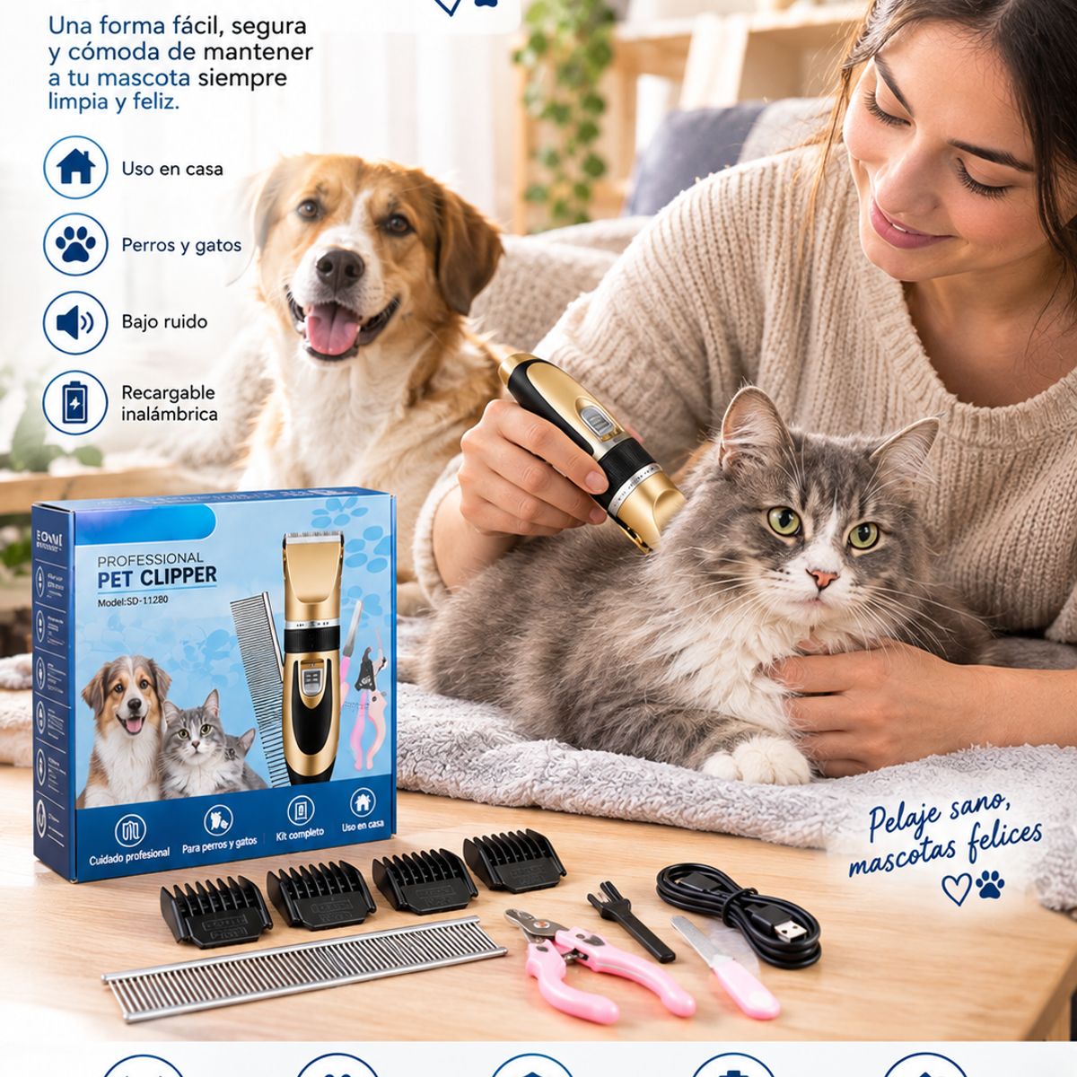 IRM - Maquina Cortapelo Para Perros Y Gatos Profesional Recargable