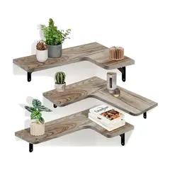 OFERTABKN - Set 3 Repisas Flotantes Esquineras De Madera Diseño Nordico