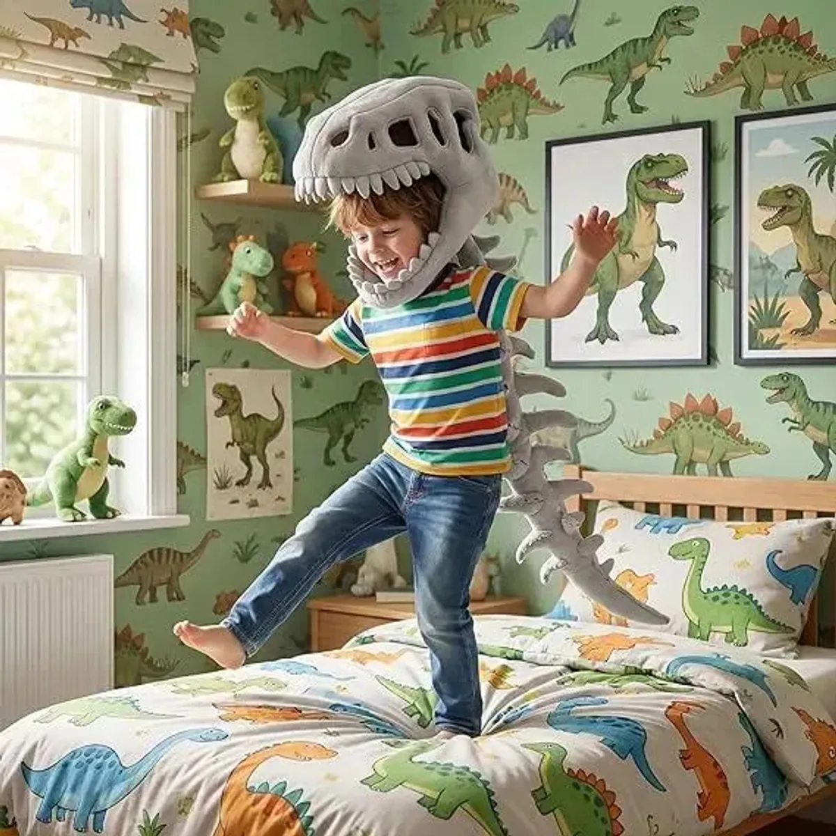 FEEL THE POWER - Disfraz De Dinosaurio Traje Esqueleto Halloween Niños