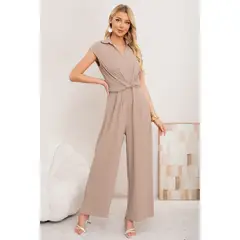 LIKE SHOP - Enterito Mujer Escote Cruzado Formal Manga Corta Con Lazo 3386