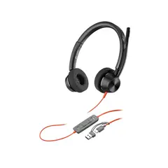 POLY - Audífonos Estéreo USB-C Blackwire 3320 + Adaptador USB-C/A
