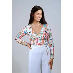 ACOCO - Crop Top Carioca Multicolor Manga Larga