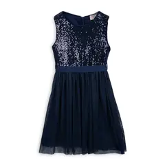 PILLIN - Vestido Niña Tul Lentejuelas Azul Marino