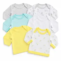 ENCANTO - Pack x6 Camiseta Bebé 100% Algodón 0-3m Manga Larga. Colores / Talla única
