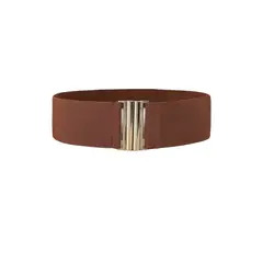 GEN - Cinturón de mujer elasticado ancho 6 cm hebilla diseño trabilla dorada