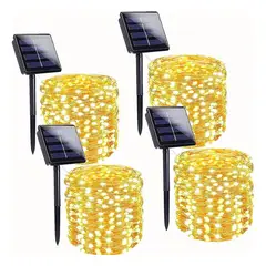 IRM - Luces Solares Exterior Guirnalda Pack 4 Hada 200 LED 20m Calida Impermeable Terraza Jardin Evento