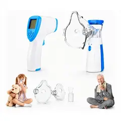 IRM - Inhalador Mesh Silencioso Pack Termometro Digital Infrarrojo Sin Contacto Mascarilla Adulto Niño