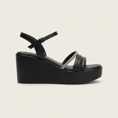 MD - Sandalia Mujer Negra Plataforma Tiras Acolchadas Chala
