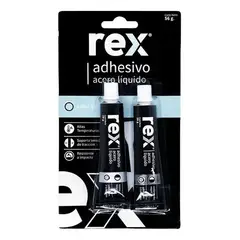 REX - Acero Liquido 56g Adhesivo Epoxico Gris Reparacion