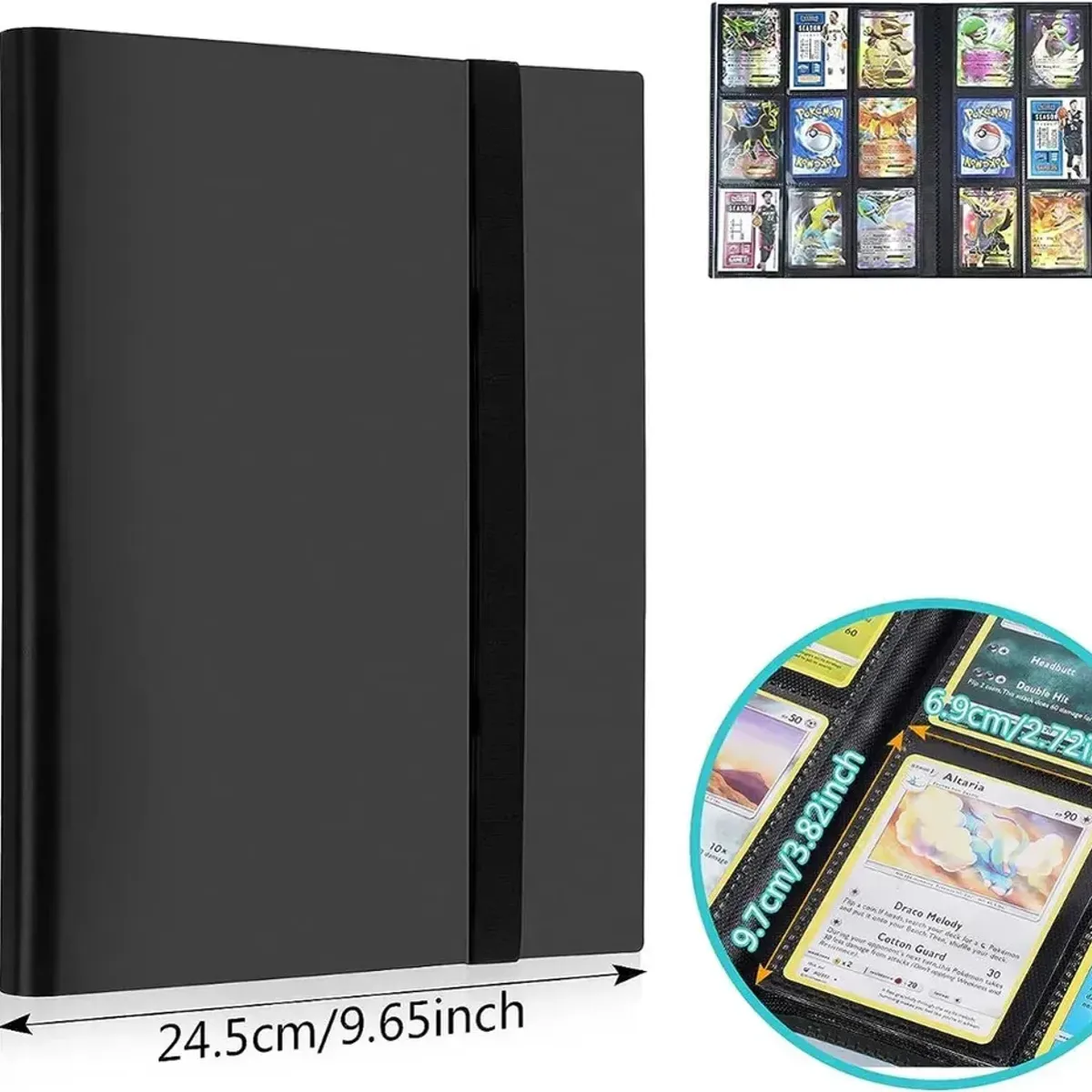 NEBLISUR - Álbum Carpeta Para Cartas Tcg 360 Bolsillos Compatible con Pokémon Yugioh Mitos Magic, Color Negro
