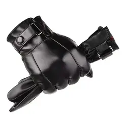 KUANGYE - Guantes De Cuero-eco Guante De Hombres Elegantes Tactiles Con Interior Térmico