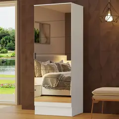 MADESA - Zapatero Isis 1 Puerta con Espejo Blanco 60x40x182 cm