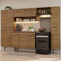 MADESA - Kit Muebles de Cocina Emilly Hit 261 cm Marrón/Negro 261x44x186 cm
