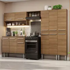 MADESA - Kit Muebles de Cocina Emilly 261cm 02 Marrón 261x44x186 cm