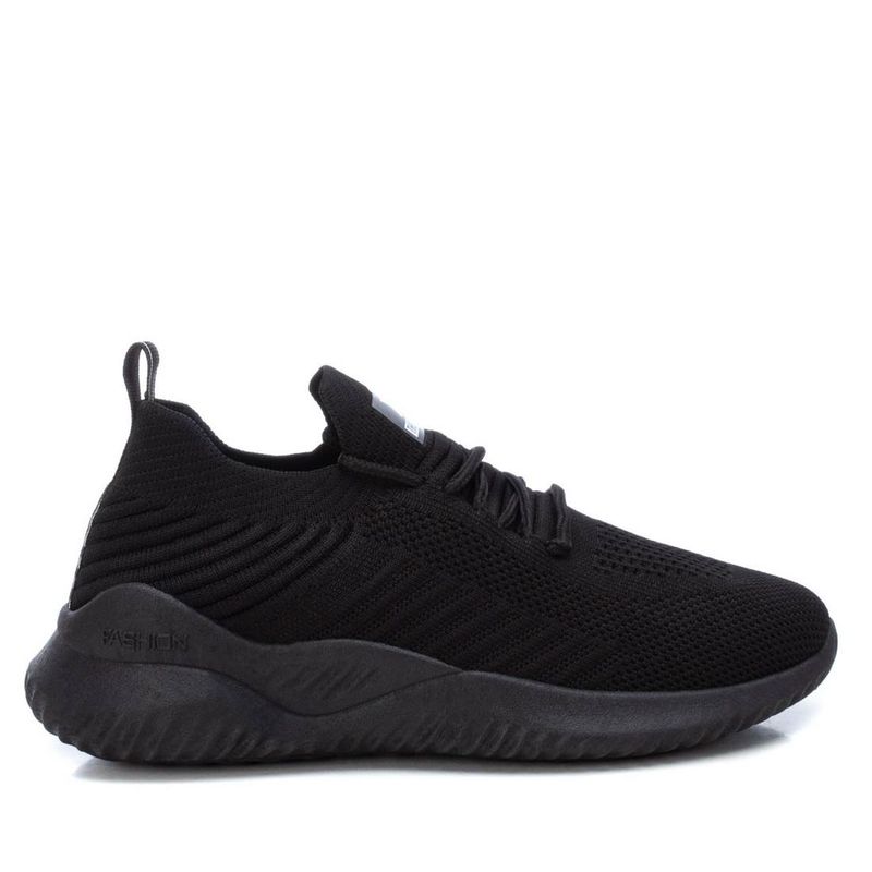 XTI - Zapatilla Urbana Mujer Cuero Negro Kruza