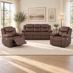VYS SPA - Living Reclinable Eléctrico 3 cuerpos - Bilbao 1 Sofá 3 cuerpos + 2 Bergers