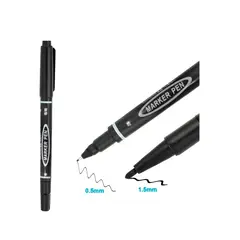 ZELVION - Pack 2 Plumones Permanentes Doble Punta Fina Negro