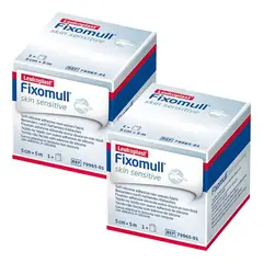 LEUKOPLAST - X2 Venda 5cm X 5mtrs Adhesiva Fixomull Skin Sensitive Herida Blanco