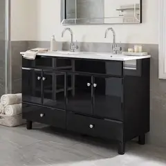 JOYTEK - Mueble Vanitorio Doble Bellmont Negro con Cubierta 120x47x80 cm Incluye Cubierta de Loza