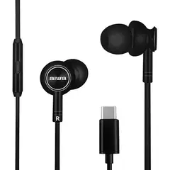 AIWA - Audifonos Con Cable Tipo C Manos Libres Negros