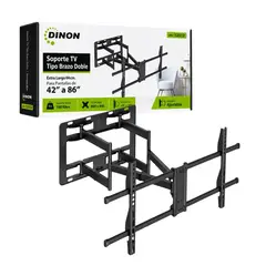 DINON - Soporte Tv Brazo Doble Extra Largo 66Cm, Heavy Duty, 42-85", Vmax800X400, +5°~-10°, 100Kg,