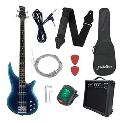 FIDDLER - Bajo Electrico + Amplificador Combo 20W Azul