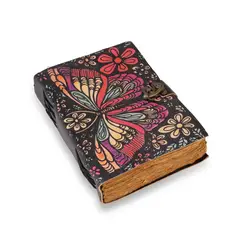 FRANZ MOSSI - Diario, agenda, cuaderno de cuero natural. Diseño Mariposa.