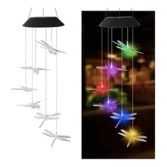 IRM - Luces Solares Colgantes Diseno Libelula LED Campana Viento Movil Exterior Jardin Decorativa Terraza
