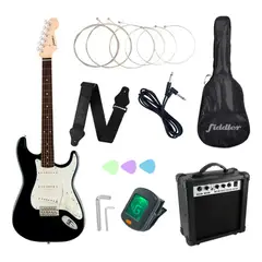 FIDDLER - Guitarra Eléctrica Negra + Amplificador Negro Diestro Madera