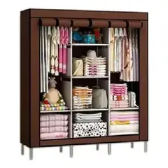 GENERICO - Closet Ropero Armable de Tela Cafe 123x41x170 cm con Barra y Repisas