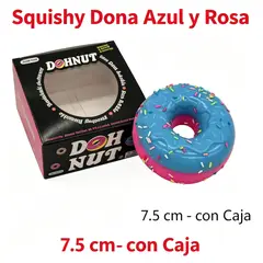 GENERICO - Squishy Dona Azul y Rosa Antiestres 7.5cm con Caja