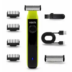 VIDITA - Rasuradora Hombre eléctrico USB-C Con Repuesto Negro Verde
