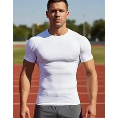 HALMAN - Playera Licra Deportiva Compresión Correr Manga Corta Gym
