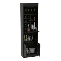 GENERICO - Mueble Bar Alto Wengue 2 Puertas con Portacopas y Botellero para Living