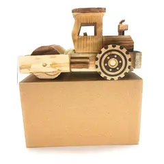 GENERICO - Camión de rodillo de madera artesanal para niños
