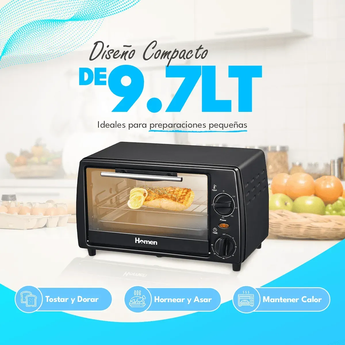 Horno Eléctrico Homen 9.7 Lt 750 W, marca HOMEN - Foto 2