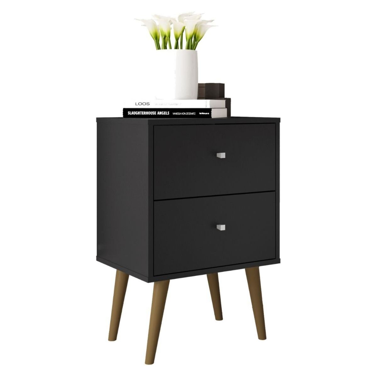 HOGA - Velador 2 Cajones Negro