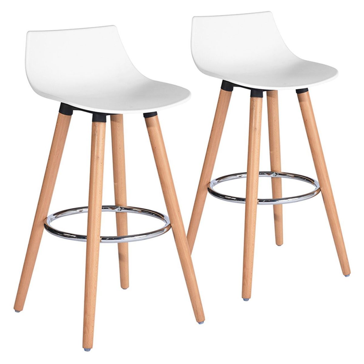 NOVAHUS - Pack 2 Pisos Bar Patas Madera y Reposapiés Blanco