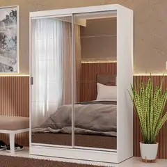 MADESA - Clóset Max 2 Puertas Correderas con Espejos Blanco 119x54x183 cm