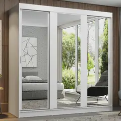 MADESA - Clóset Reno 3 Puertas Correderas con Espejos Blanco 180x54x205 cm
