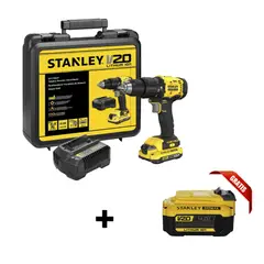 STANLEY - Kit taladro percutor 20V + acess + bat 4Ah de regalo