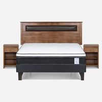 Cama Europea New Style 6 2 Plazas + Respaldo + 2 Veladores