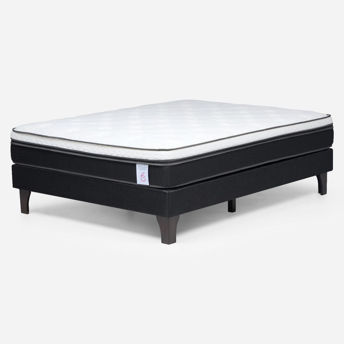 ROSEN - Cama Europea New Style 6 2 Plazas + Respaldo + 2 Veladores Rosen