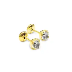 COGGIOLA - Aros Bebé Circón 4mm Blanco Enchapado Oro 18K