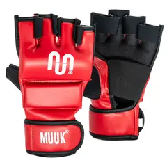 MUUK - GUANTES DE ARTES MARCIALES MIXTA MMA K.O. COMBATE JIU JITSU COLOR ROJO