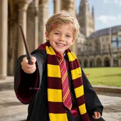 UTILISIMO - Disfraz Harry Potter Con Capa + Bufanda + Corbata + Varita Gryffindor Niño y Niña