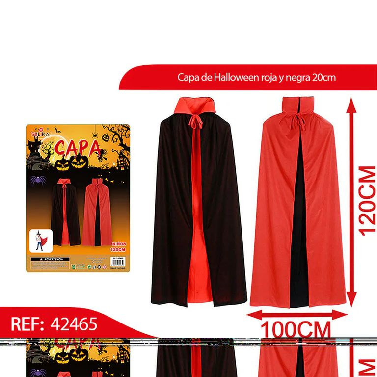 GENERICO Capa de Halloween roja y negra 120cm 42465